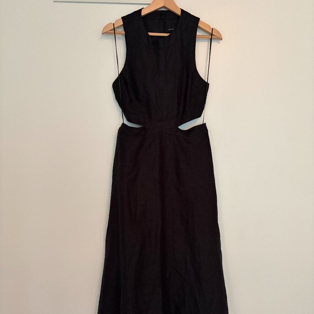 Banana Republic Linen Cutout Midi Dress – Black, Size 4